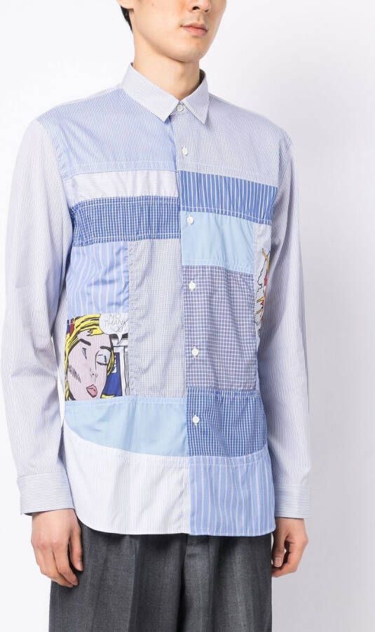 Junya Watanabe MAN Gestreept overhemd Blauw