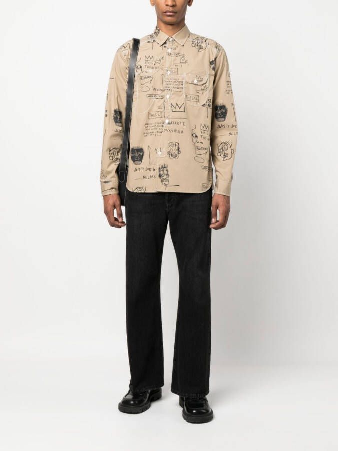 Junya Watanabe MAN Overhemd met grafische print Beige