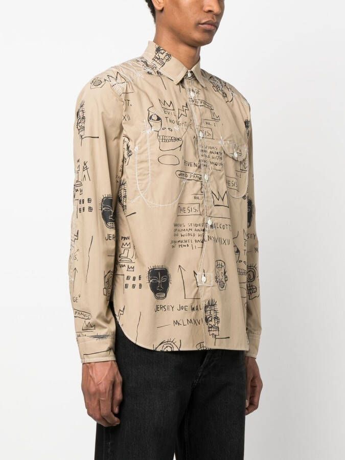 Junya Watanabe MAN Overhemd met grafische print Beige