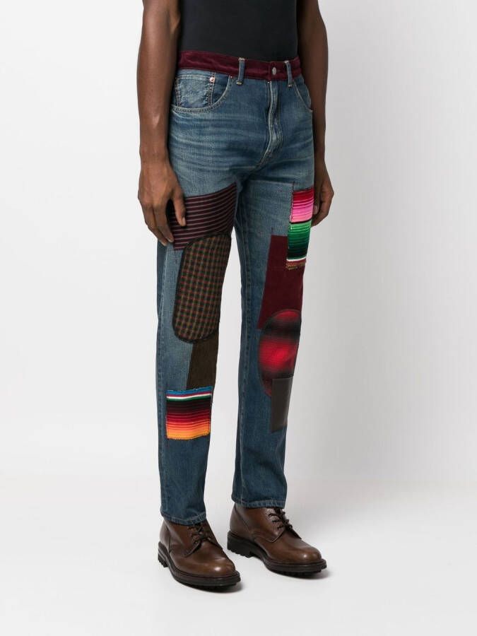 Junya Watanabe MAN Jeans met patchwork Blauw