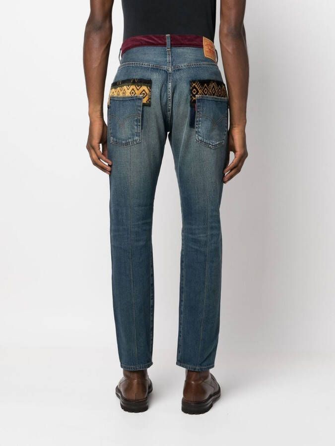 Junya Watanabe MAN Jeans met patchwork Blauw