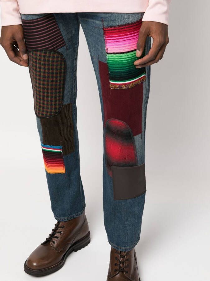 Junya Watanabe MAN Jeans met patchwork Blauw