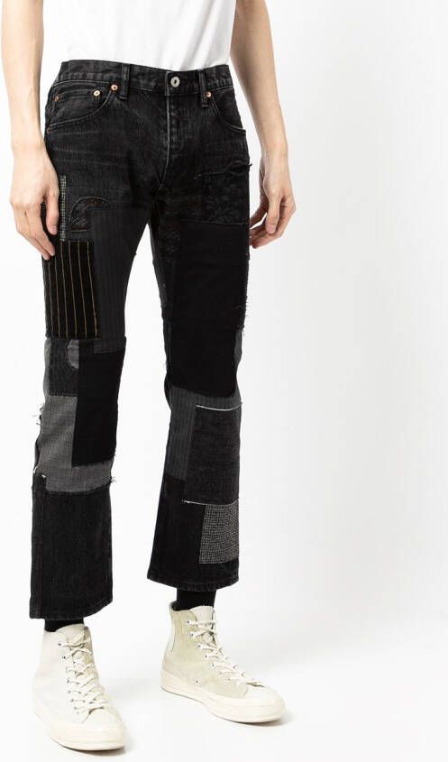 Junya Watanabe MAN Jeans met patchwork Zwart