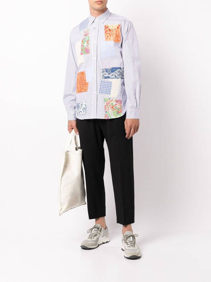Junya Watanabe MAN Overhemd met patchwork Blauw