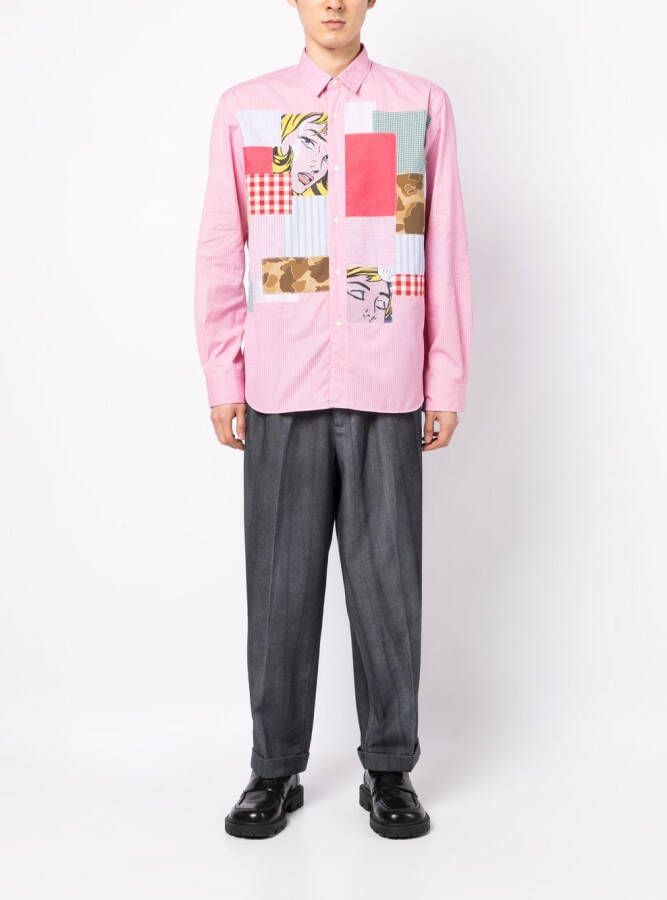 Junya Watanabe MAN Overhemd met patchwork Roze