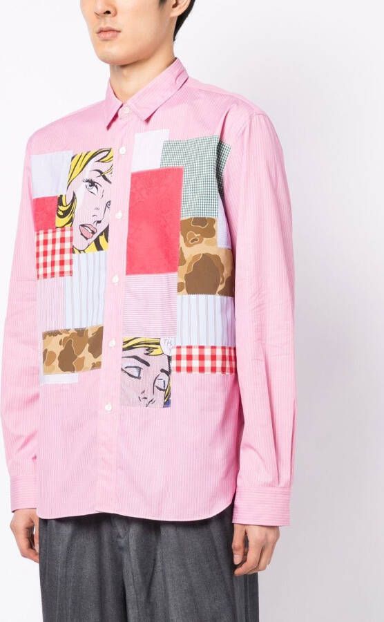 Junya Watanabe MAN Overhemd met patchwork Roze