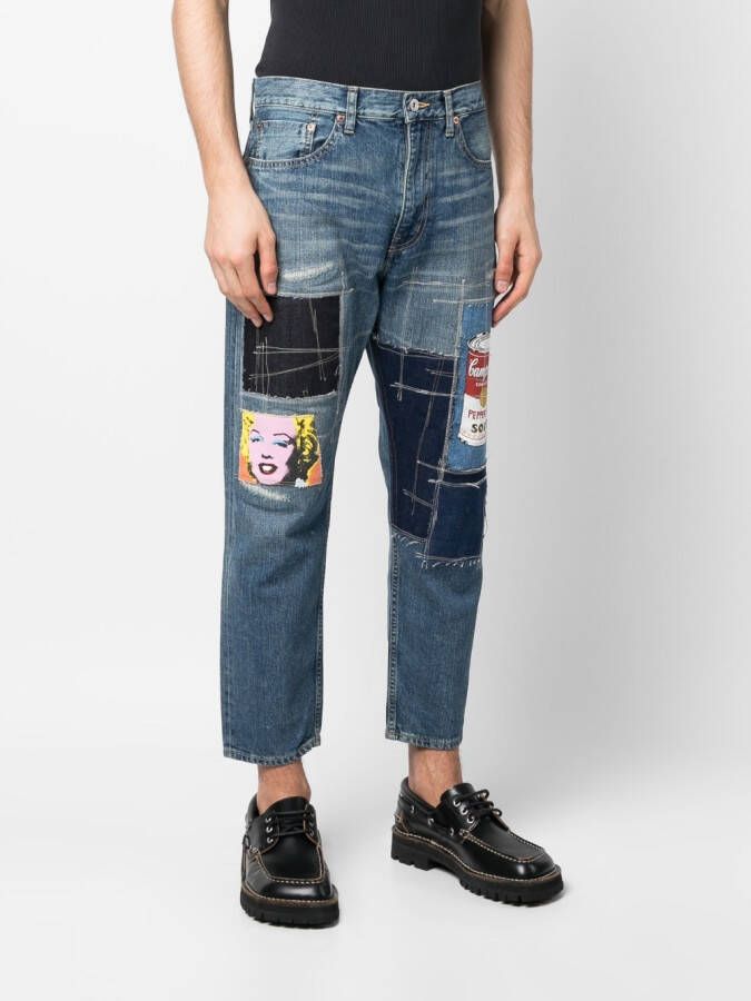 Junya Watanabe MAN Jeans met patchwork Blauw