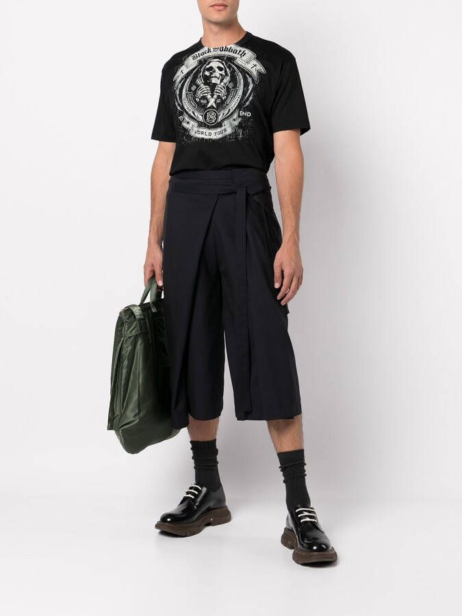 Junya Watanabe MAN T-shirt met doodskopprint Zwart