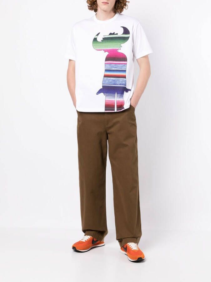 Junya Watanabe MAN T-shirt met grafische print Wit