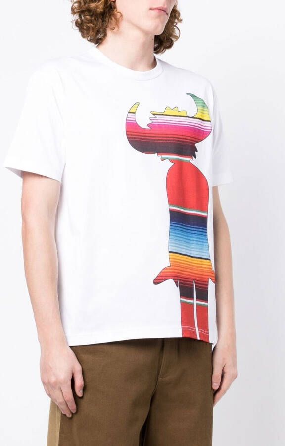Junya Watanabe MAN T-shirt met grafische print Wit
