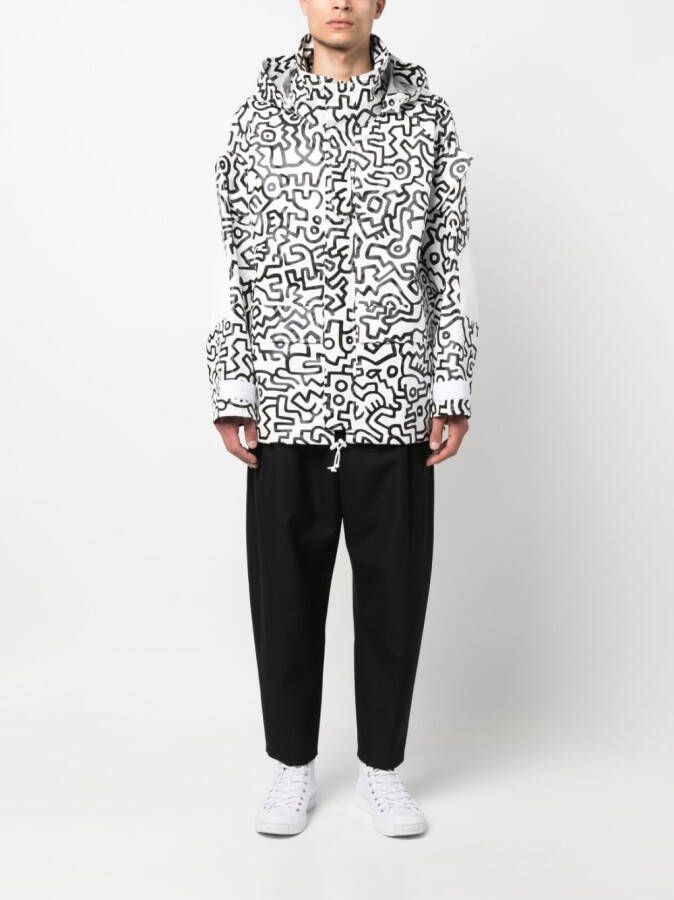 Junya Watanabe MAN x Keith Haring bomberjack met print Wit