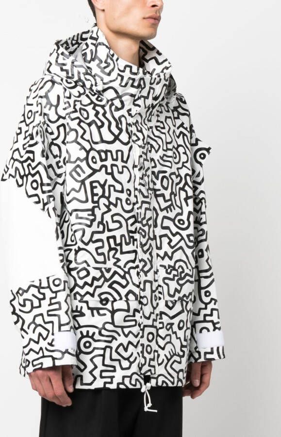 Junya Watanabe MAN x Keith Haring bomberjack met print Wit