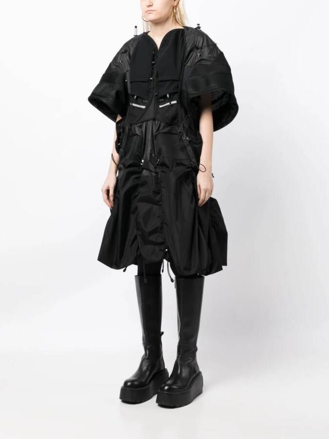 Junya Watanabe Midi-jurk met ruches Zwart