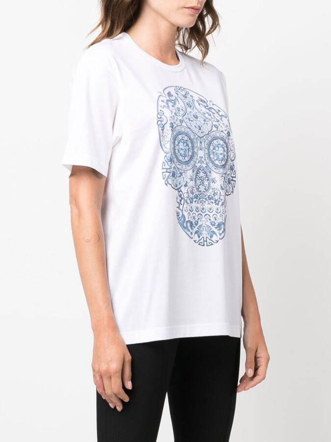 Junya Watanabe T-shirt met doodskopprint Wit