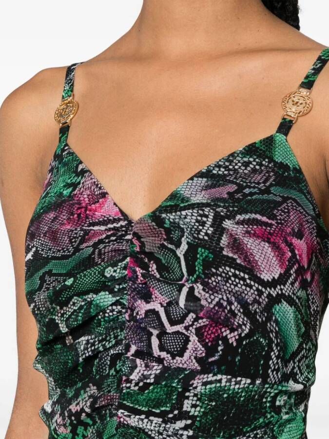 Just Cavalli Midi-jurk met slangenprint Groen