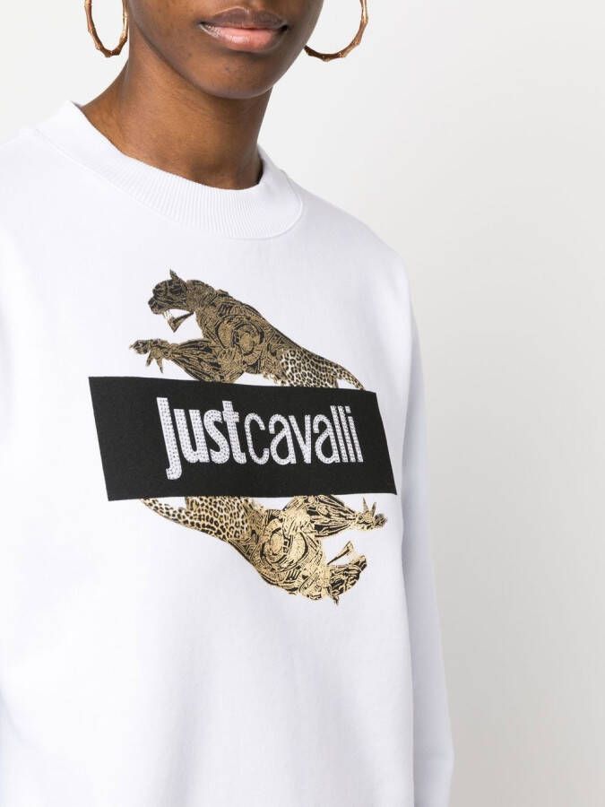 Just Cavalli Sweater met logo van stras Wit