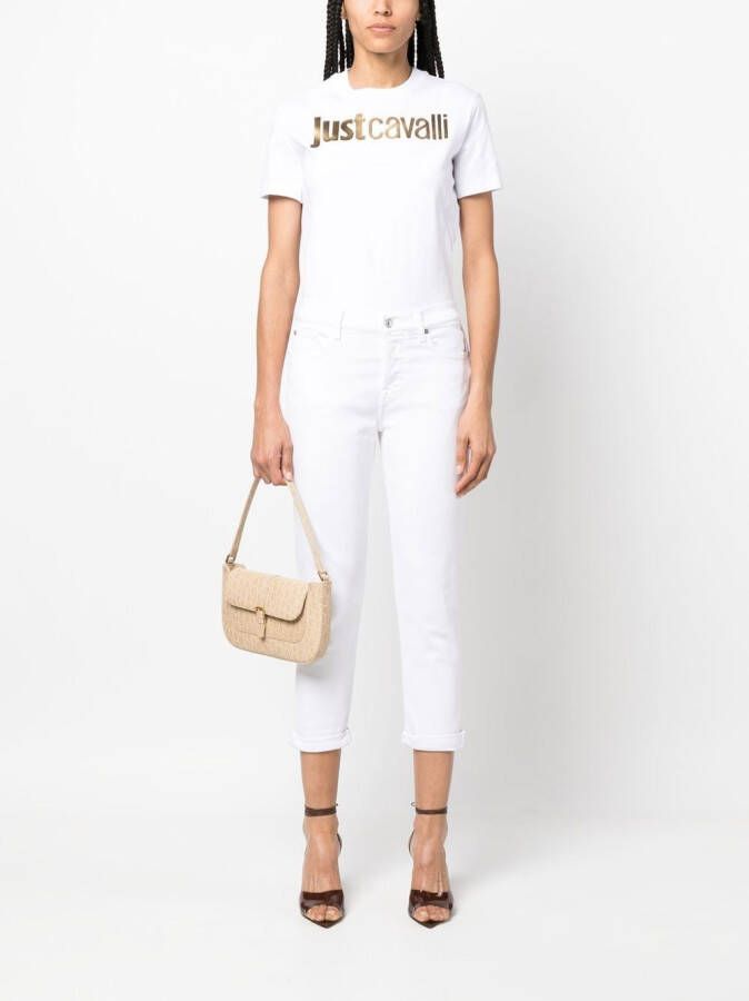 Just Cavalli T-shirt met metallic logo Wit