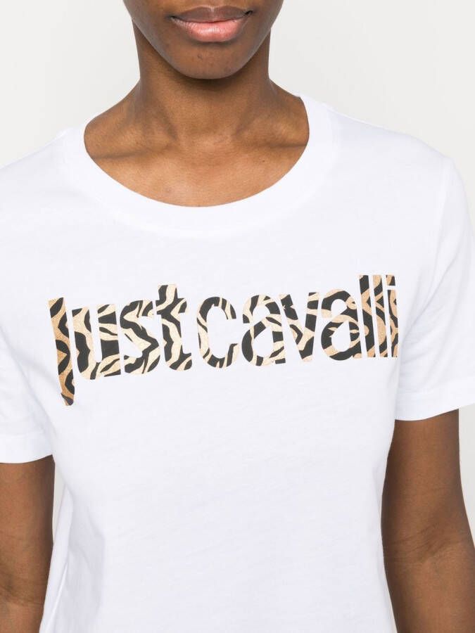 Just Cavalli T-shirtjurk met dierenprint Wit