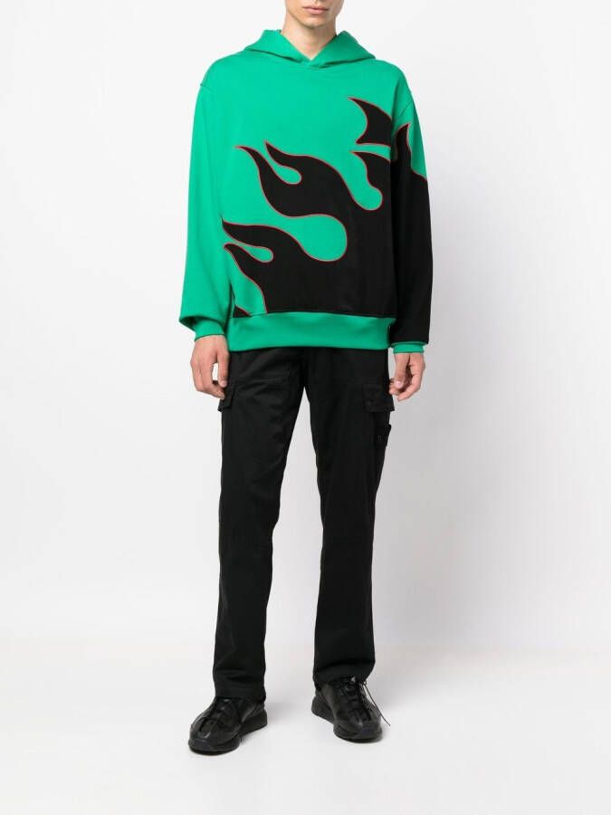 Just Don Hoodie met vlammenprint Groen