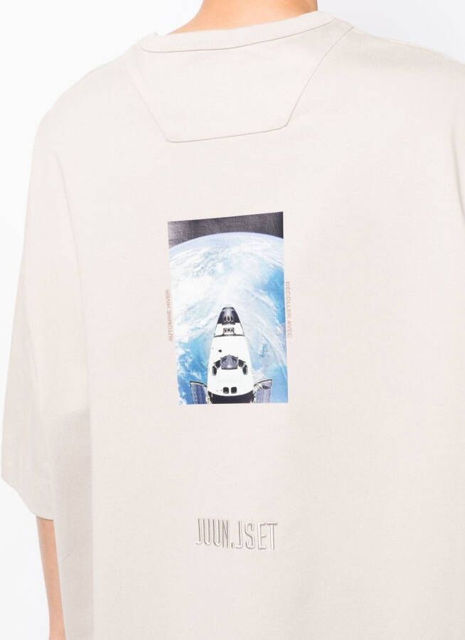 Juun.J T-shirt met grafische print Grijs