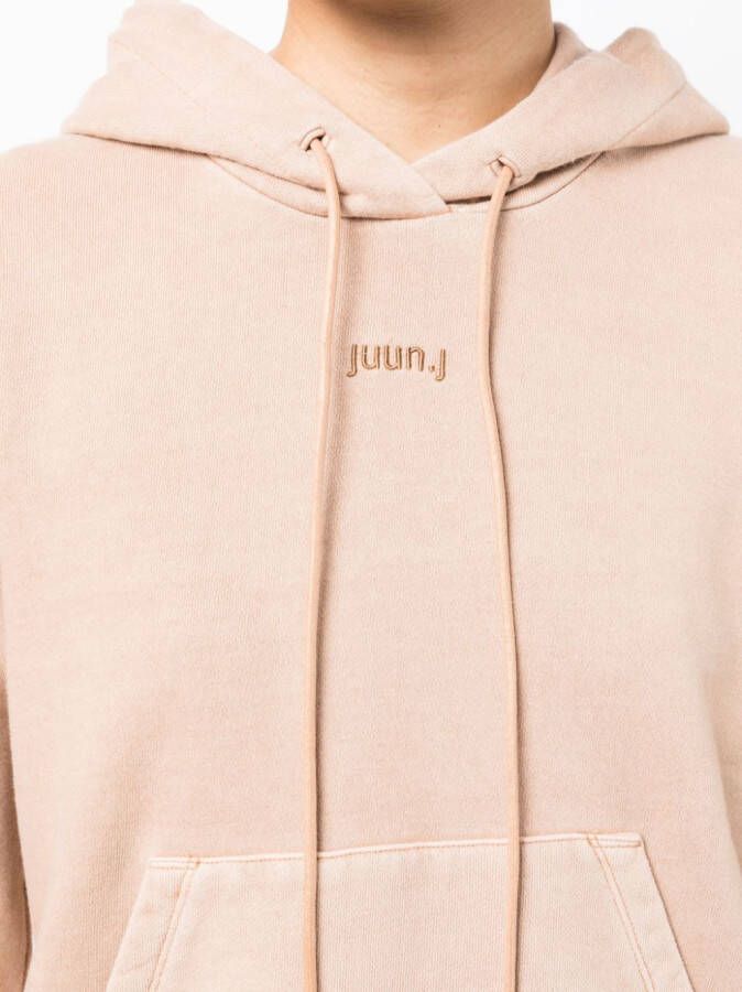Juun.J Hoodie met geborduurd logo Bruin