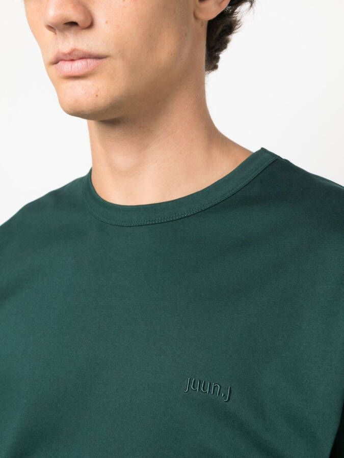 Juun.J T-shirt met geborduurd logo Groen
