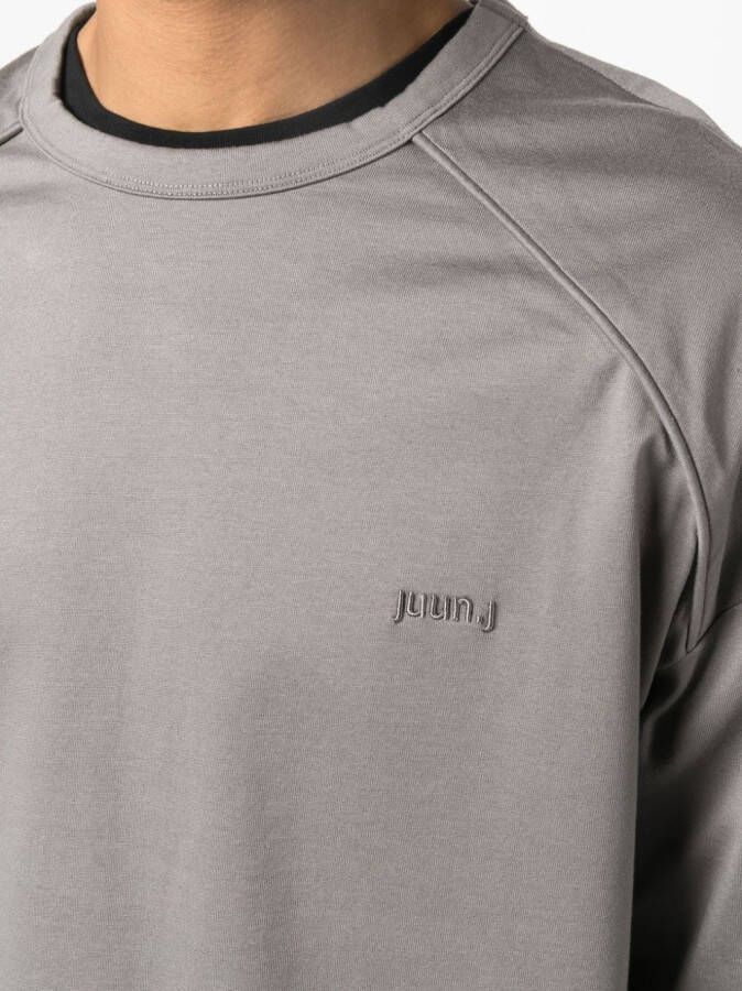Juun.J T-shirt met geborduurd logo Grijs