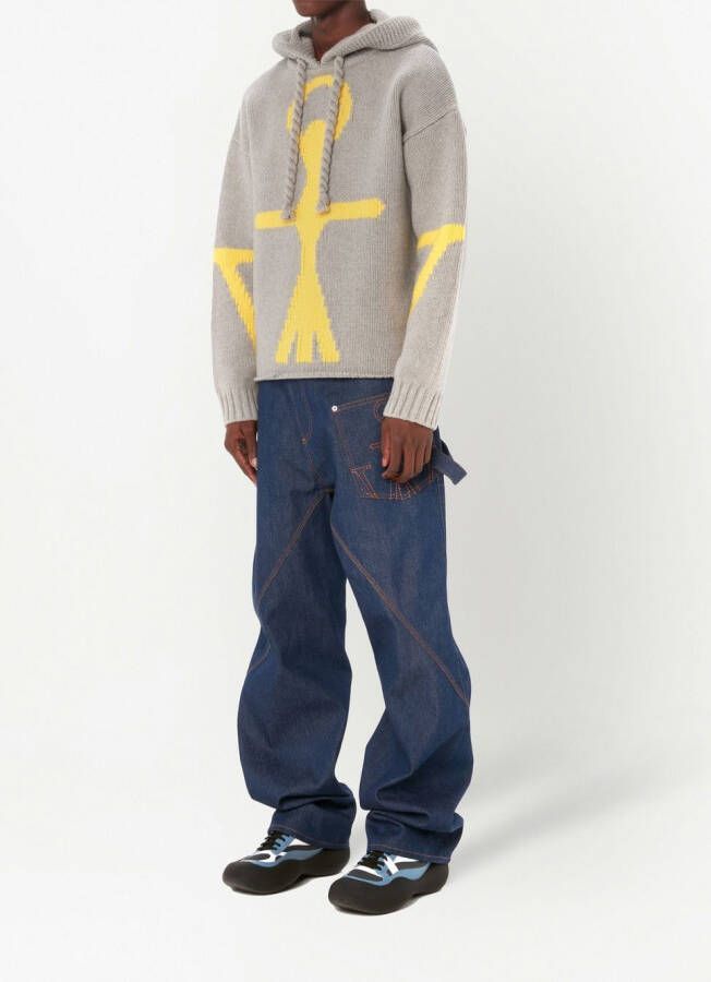 JW Anderson Intarsia hoodie Grijs