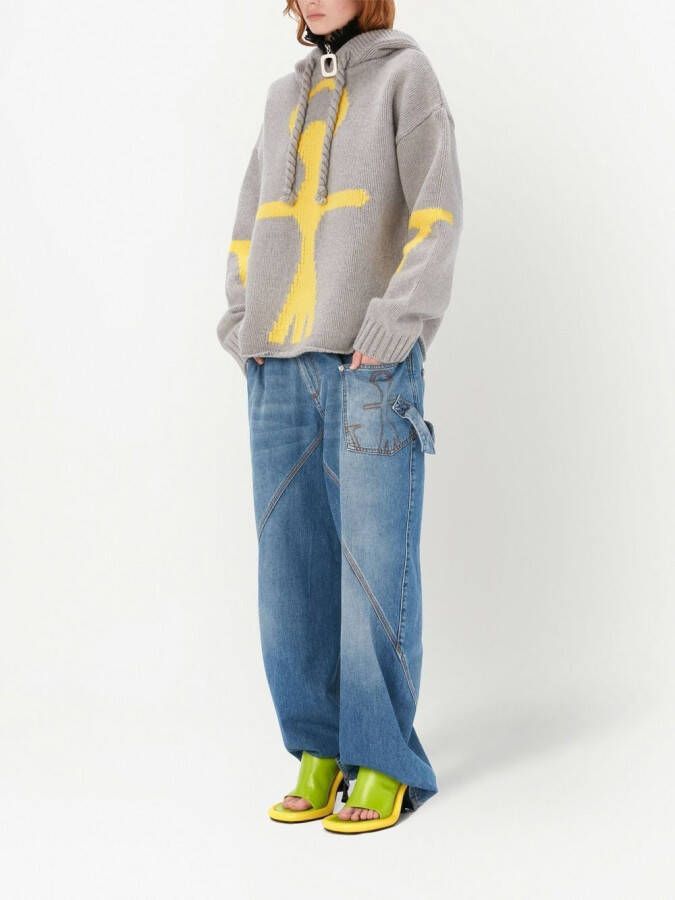 JW Anderson Intarsia hoodie Grijs