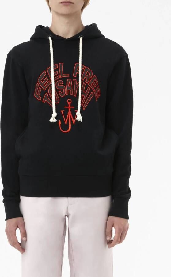 JW Anderson Hoodie met geborduurde tekst Zwart