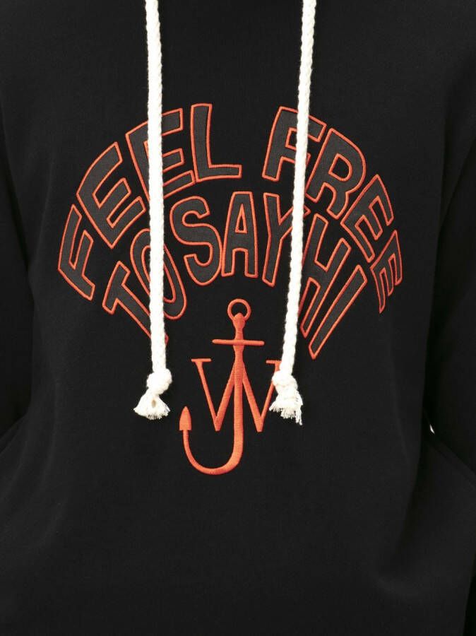 JW Anderson Hoodie met geborduurde tekst Zwart