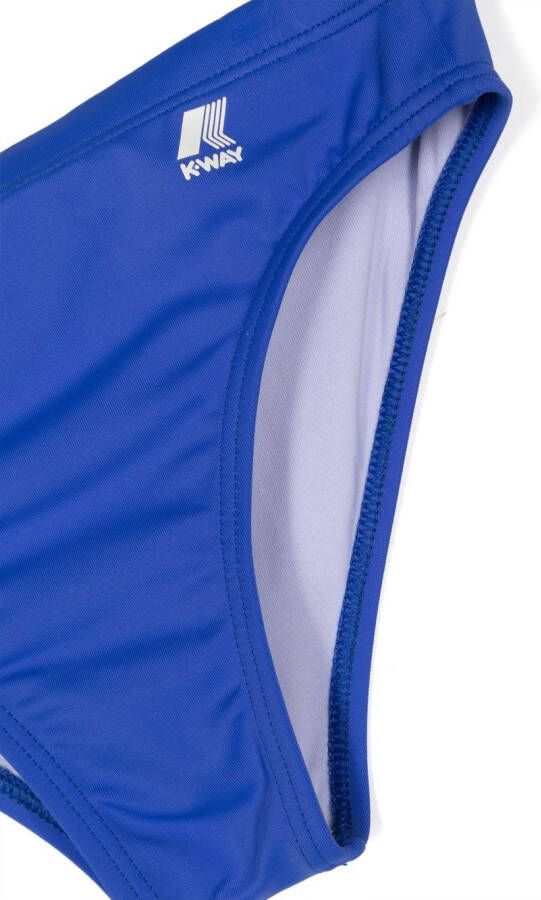K Way Kids Zwembroek met logoprint Blauw