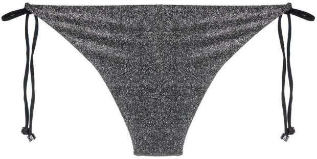 Karl Lagerfeld Ikon lurex bikinislip met striksluiting Grijs