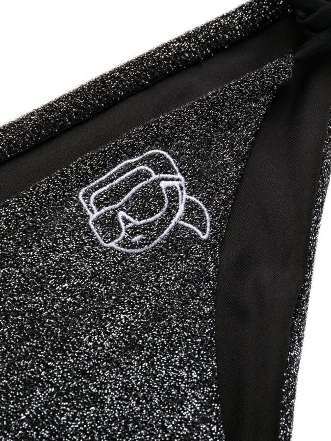 Karl Lagerfeld Ikon lurex bikinislip met striksluiting Grijs