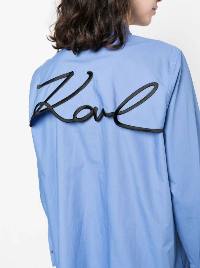 Karl Lagerfeld Blouse met geborduurd logo Blauw