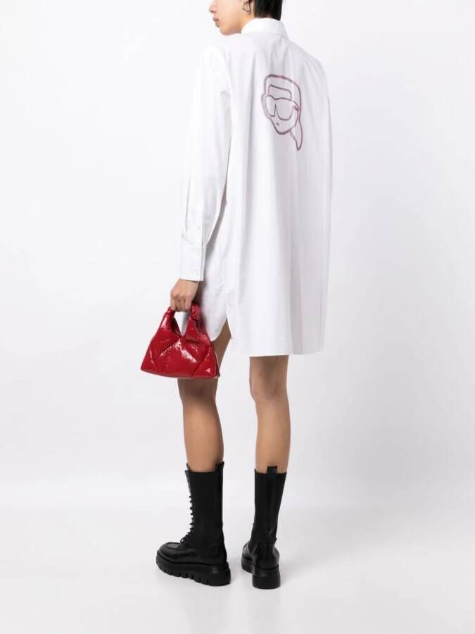 Karl Lagerfeld Blousejurk met logo-reliëf Wit
