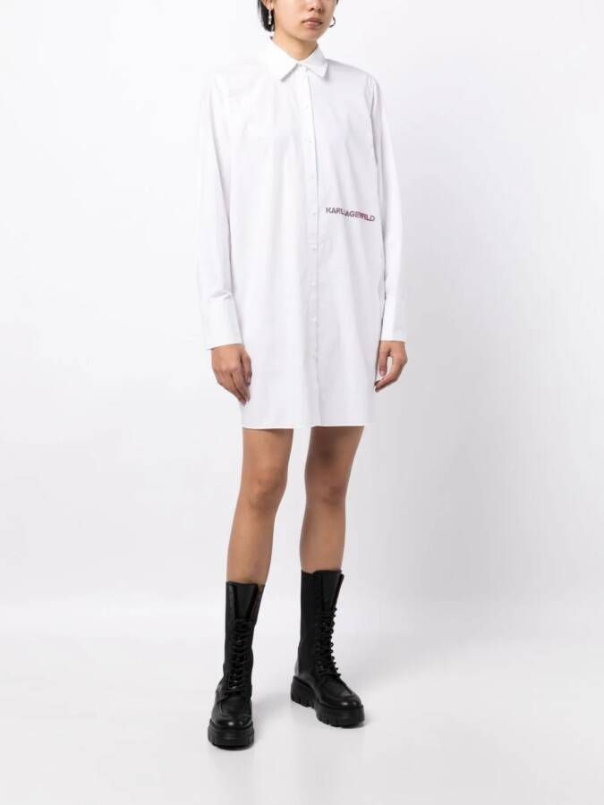 Karl Lagerfeld Blousejurk met logo-reliëf Wit