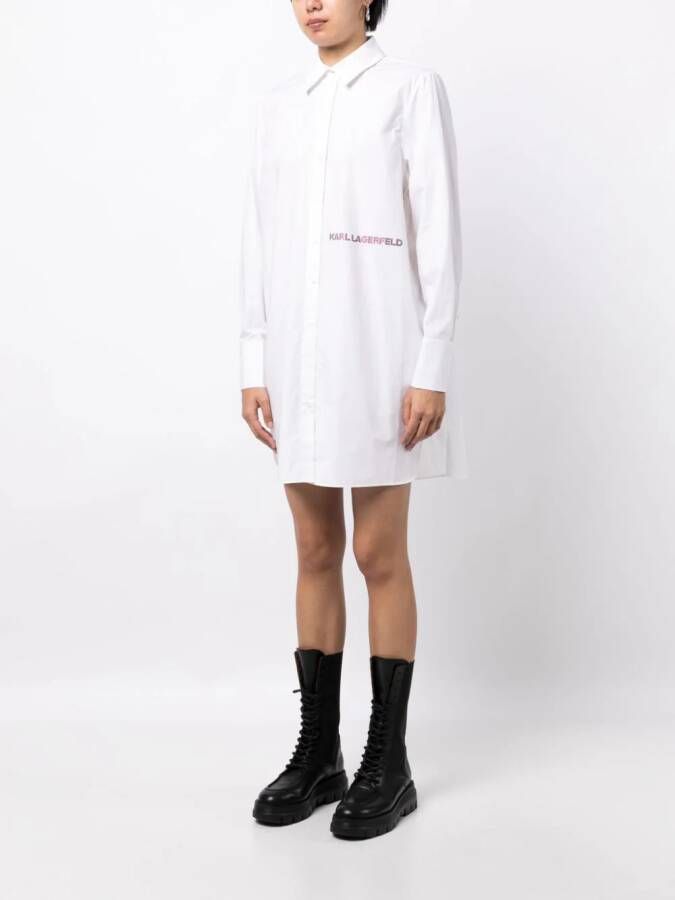 Karl Lagerfeld Blousejurk met logo-reliëf Wit
