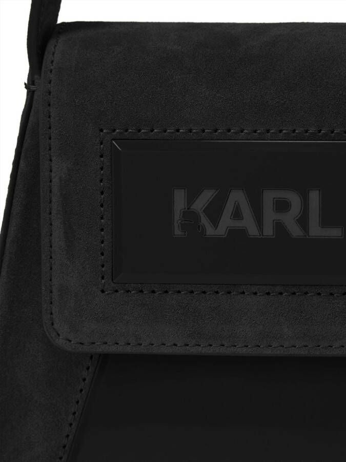 Karl Lagerfeld IKON K leren schoudertas Zwart