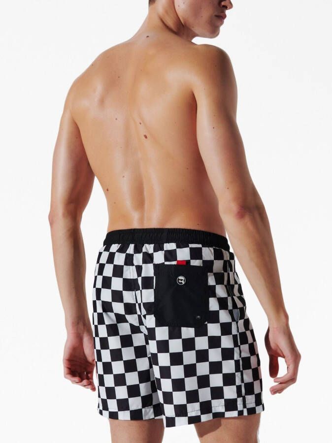 Karl Lagerfeld Ikon Karl geruite zwembroek Wit