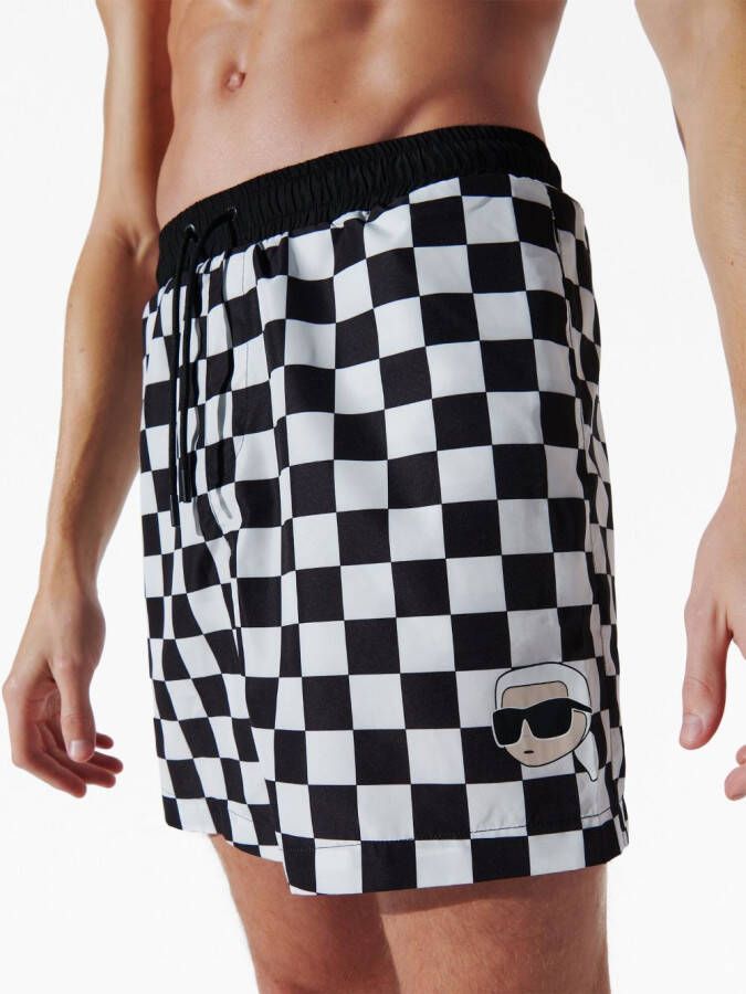 Karl Lagerfeld Ikon Karl geruite zwembroek Wit
