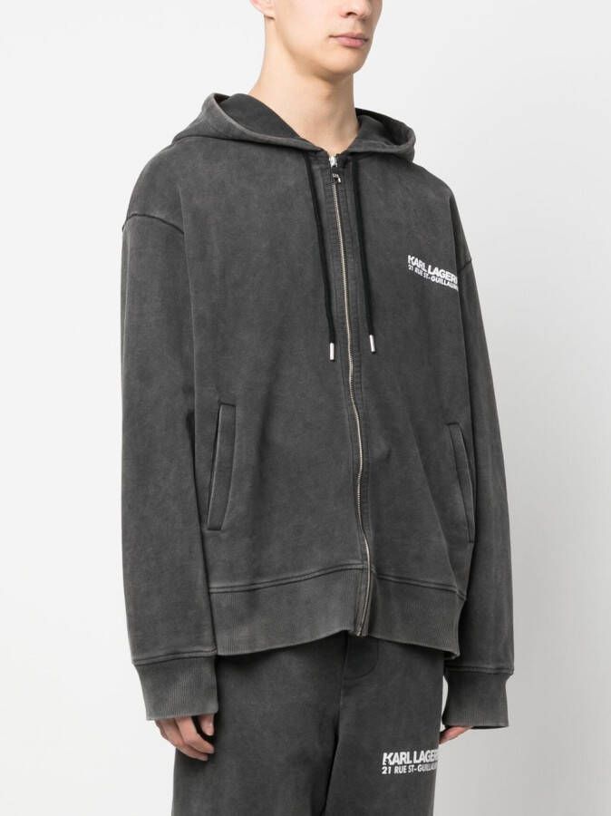 Karl Lagerfeld Rue St-Guillaume hoodie met rits Zwart