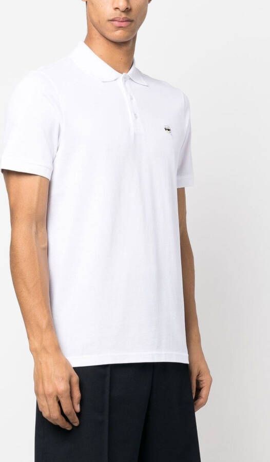 Karl Lagerfeld Ikon poloshirt met borduurwerk Wit
