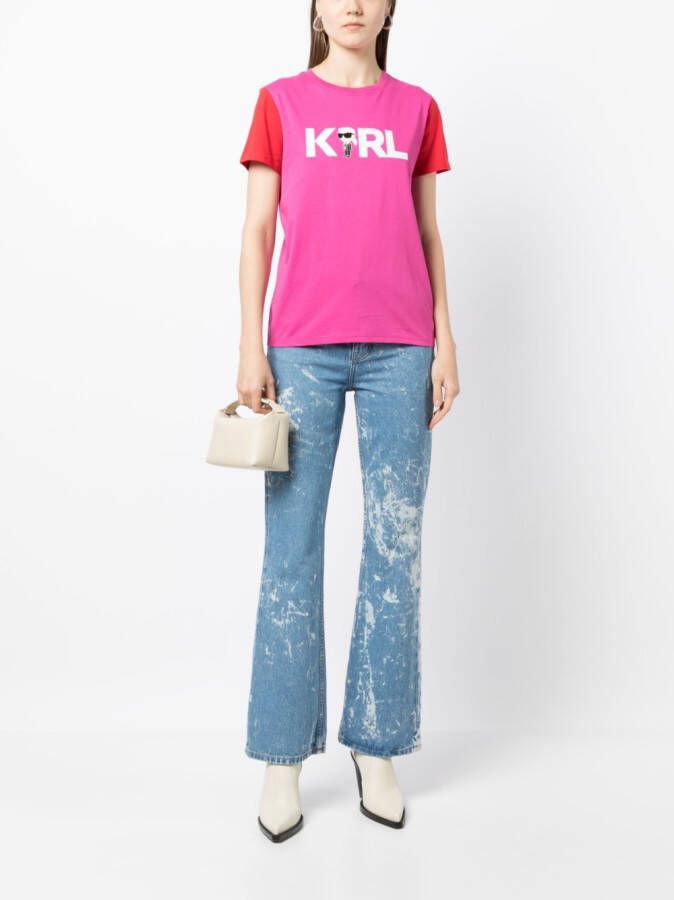 Karl Lagerfeld T-shirt met logo Roze