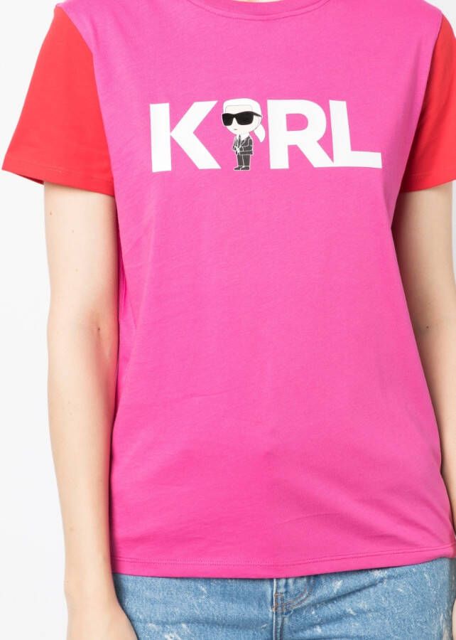 Karl Lagerfeld T-shirt met logo Roze