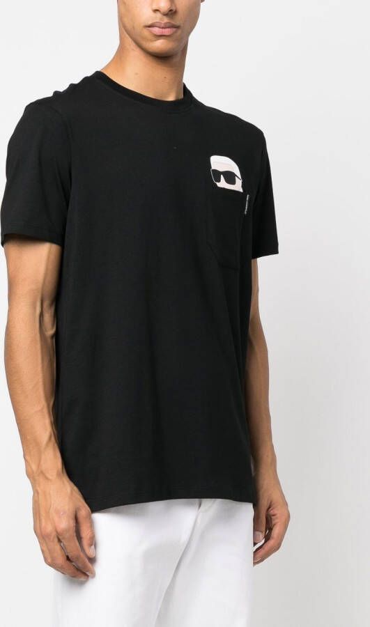 Karl Lagerfeld Ikon 2.0 T-shirt met borstzak Zwart