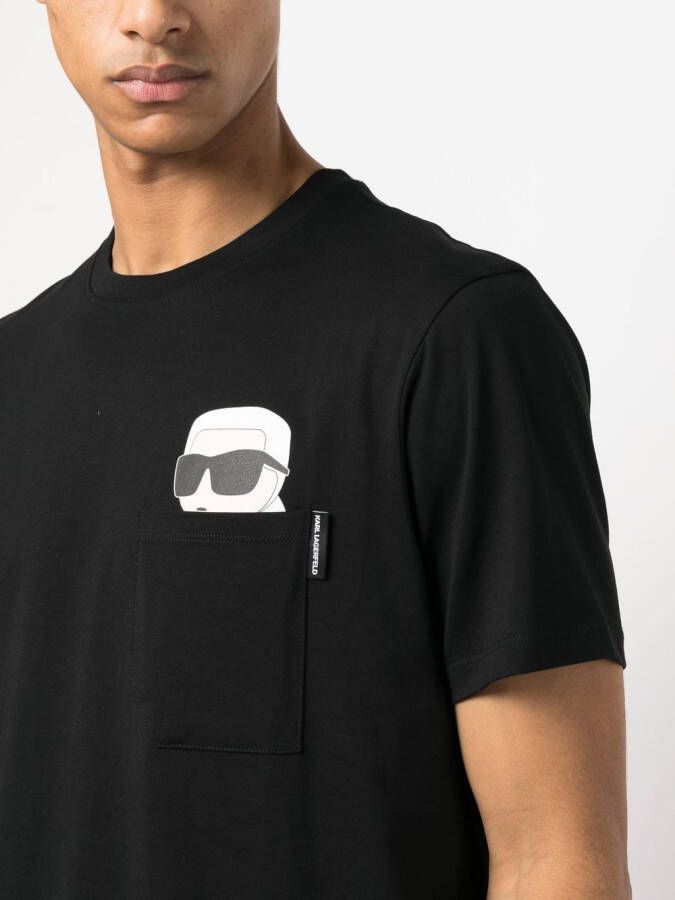 Karl Lagerfeld Ikon 2.0 T-shirt met borstzak Zwart