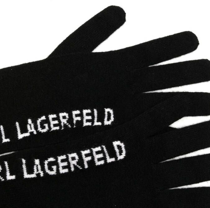 Karl Lagerfeld Intarsia handschoenen Zwart