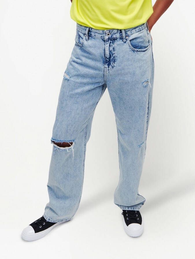 Karl Lagerfeld Jeans met gerafeld detail Blauw