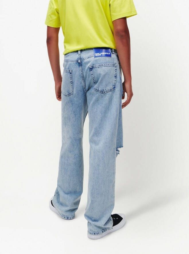 Karl Lagerfeld Jeans met gerafeld detail Blauw